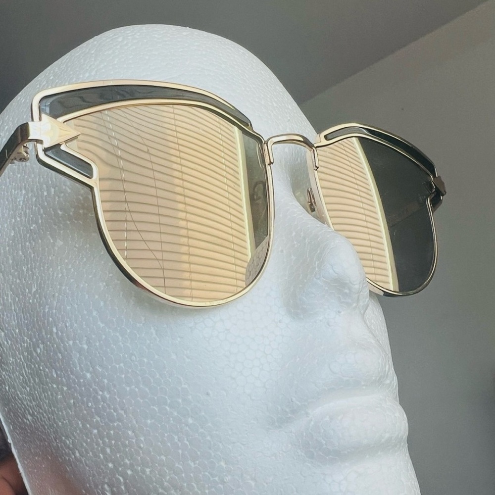 Karen Walker Superstars Felipe Sunglasses Blk/Gold Tone Mirrored Cat Eye - Picture 2 of 9